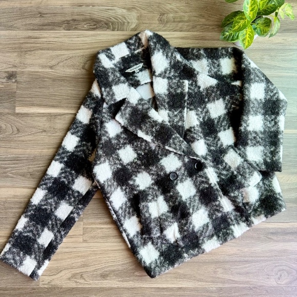 Davi & Dani Boucle Black White Plaid Coat Longline Chic Blazer Jacket Size M - Picture 14 of 15